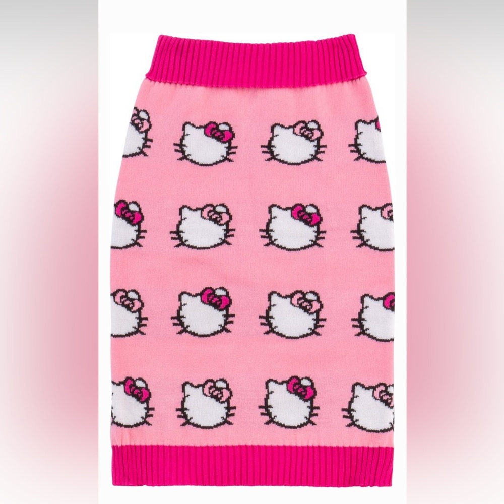 Hello Kitty Knit Dog Sweater, Pink, Large